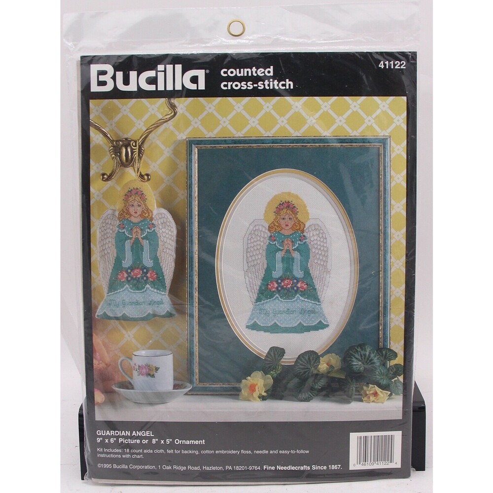 Vintage Bucilla Guardian Angel Counted Cross Stitch Kit 41122 Picture Ornament